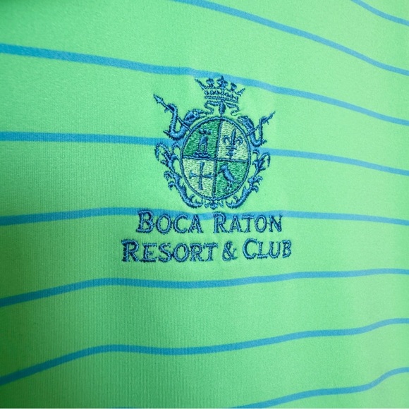 Peter Millar Men's XL Summer Comfort Green Striped Polo Shirt Short Sleeve Golf - Picture 10 of 11